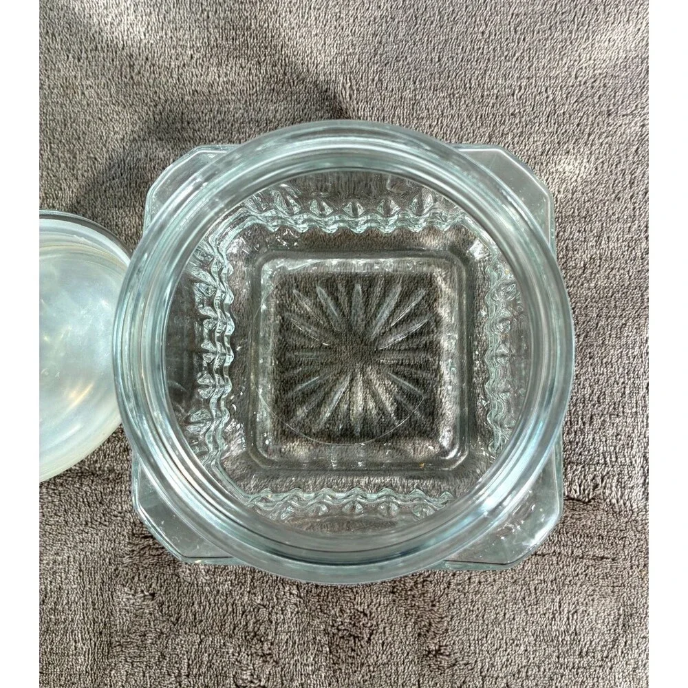 Vintage Clear Glass Apothecary Candy Cookie Storage Jar Canister w Lid 7 Inch